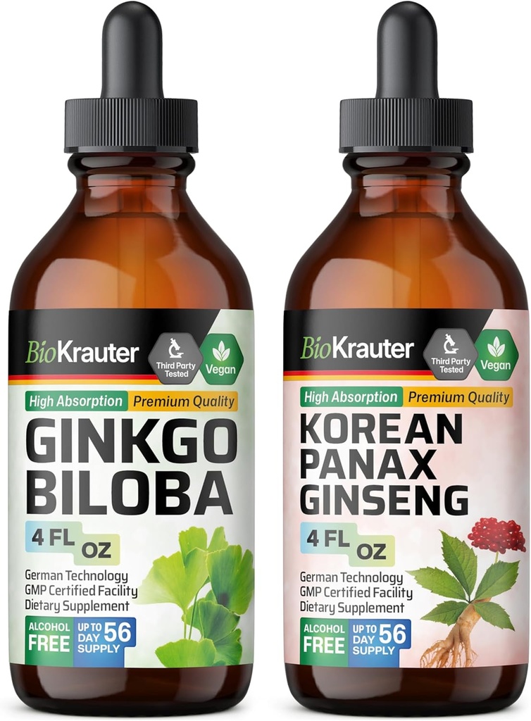 BIO KRAUTER Ginkgo Biloba Tincture 4 Fl. Oz. " Ginseng Tincture 4 Fl. Oz.