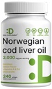 Wild Caught Cod Liver Oil 2,000mg Per Serving, 240 Softgels – Extra Strength EPA DHA Omega 3 with Vitamin D & A – Burpless, Lemon Flavored – Vision, Heart, Brain, & Immune Support