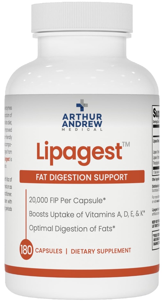 Lipagest - Concentrated Lipase Enzyme - 20,000 FIP - Optimal Digestion of Fats - Nutrient Absorption - Gallblader & Keto Support - Dairy-Free & Vegan