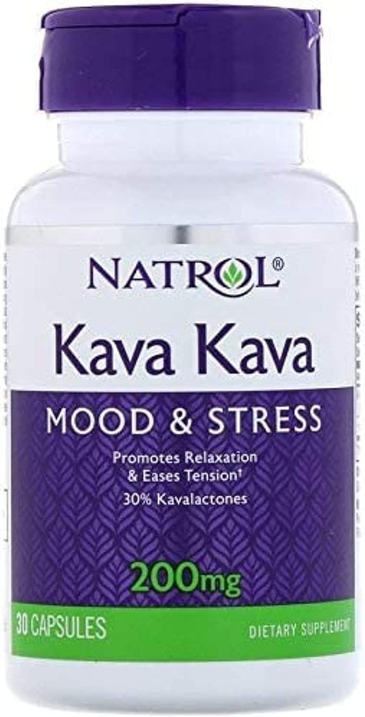Natrol Kava Capsule, 200 Mg - 30 por paquete - 3 paquetes por caso.