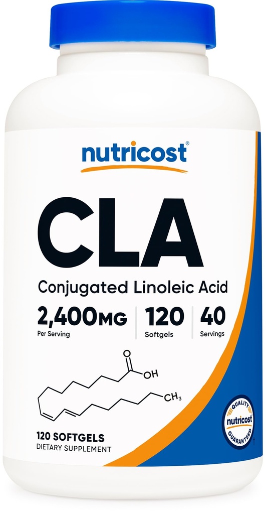Nutricost CLA (Conjugated Linoleic Acid) 2,400mg, 120 Softgels - Gluten Free, Non-GMO, 800mg Per Softgel