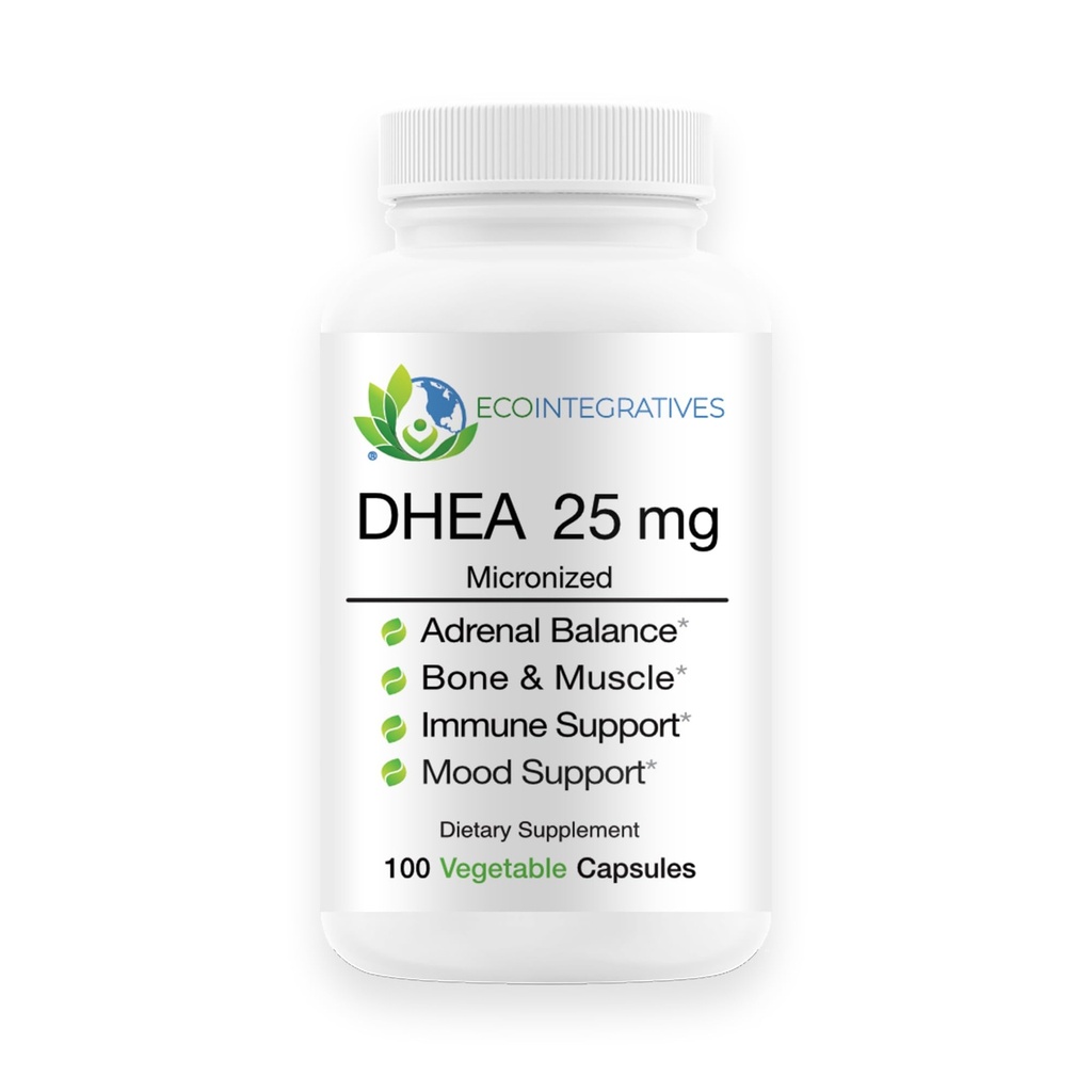 EcoIntegratives® DHEA 25 mg Micronized – Supports Hormone Balance, Adrenal Function, Bone & Muscle Health, Mood & Energy* – Non-GMO, Gluten-Free – 100 Vegetarian Capsule