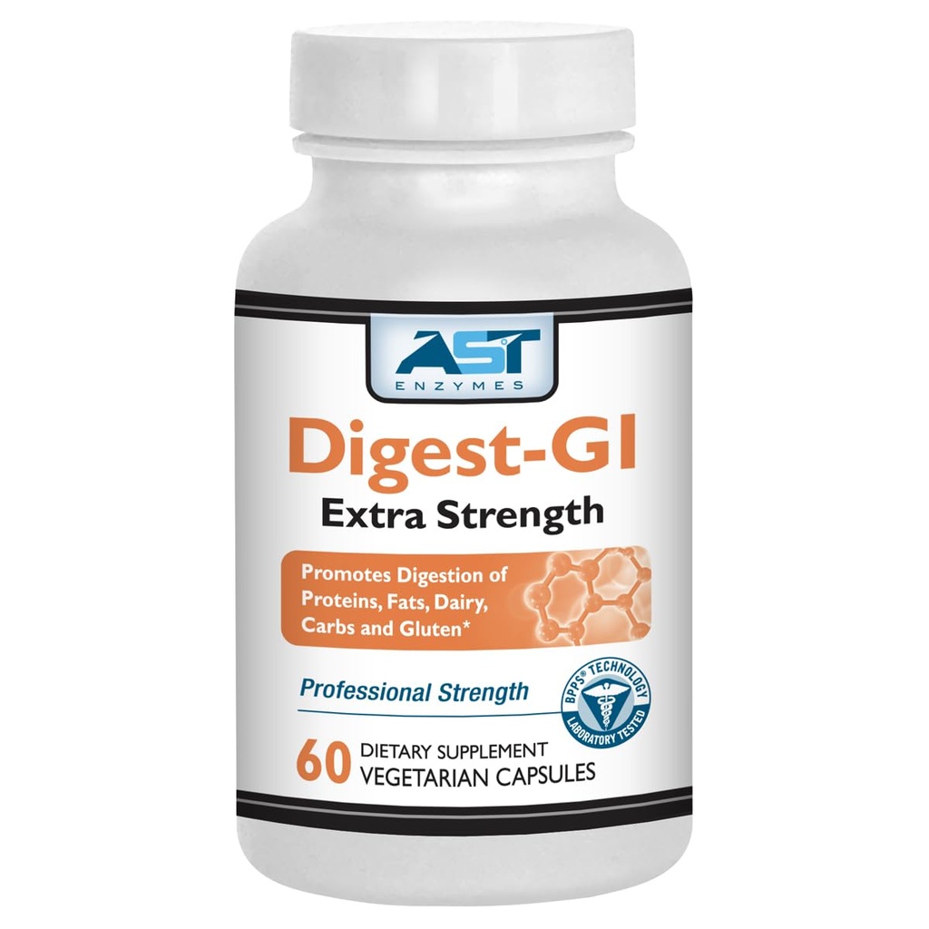 Digest-GI Extra Strength –Digestive Enzymes Supports Breakdown of Proteins, Fats, Carbohydrates, and Gluten 60 Capsules