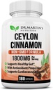 1800mg Organic Ceylon Cinnamon kapselit .. 180 Count ... tukee niveliä, terveitä tulehtuvia reaktioita, antioksidanttia ja kardiovaskulaarista terveyttä...