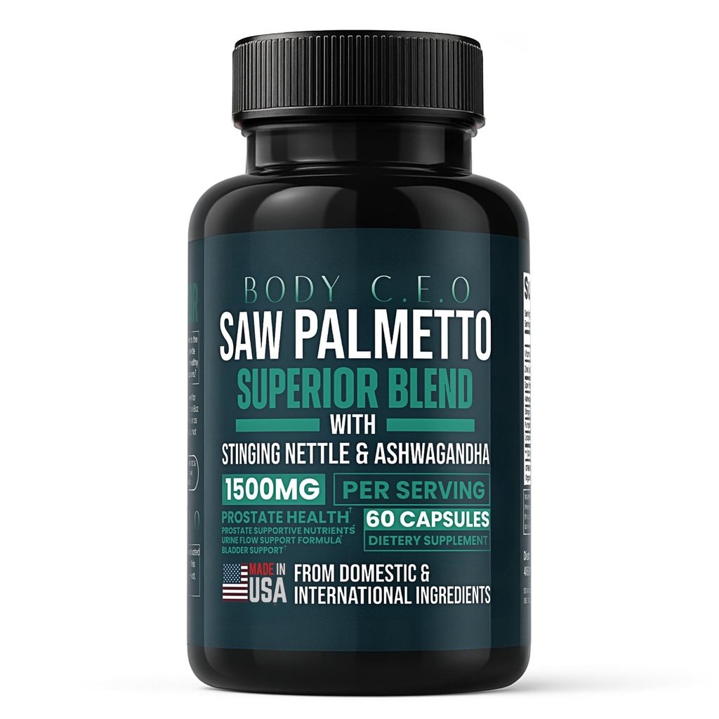 Saw Palmetto for Men - Prostate Health & Urinary Support - Stinging Nettle, Ashwagandha, Lycopene - Support Healthy Bladder Flow & Prostate Function - 60 Capsules