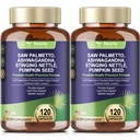 Totaria 2Pack Organic Saw Palmetto - Prostate Health Supplements for Men with Ashwagandha Root, Stinging Nettle, Pumpkin Seed, Prostate Defend Propnietary Blend, DHT Blocker, 240 Count