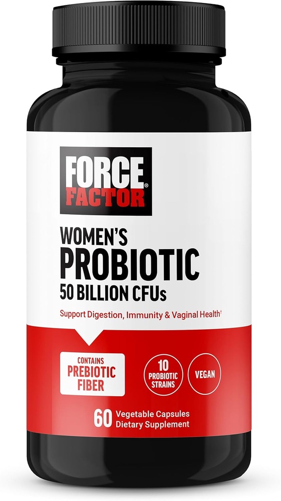FACTOR Probiotic for Women 50 Billion CFU, Women’s Probiotic for Digestive Health, Immunity, and Vaginal Health, 10 Strains with Lactobacillus Acidophilus, Vegan, 60 Capsules