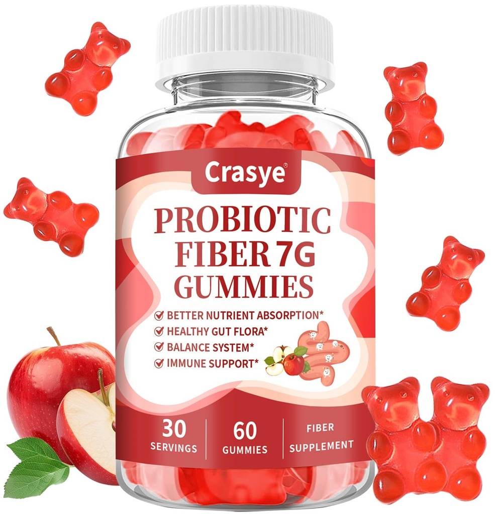 Fiber Gummies for Adults, Probiotic Fiber Gummy Sugar Free Fiber Supplement for Women Men Digestive Regularity Health Support Gut and Immune Wellness - 60 Gummies