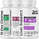 Youth & Tonic 3X Body Cleanse and Detox Pills for Women & Men with Liver, Kidney, Colon Supplements to Support Healthy Functions and for Loss of Unwanted Impurities and Metabolic Waste. 120 Capsules