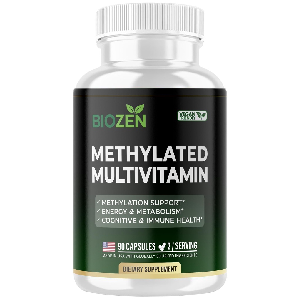 Methylated Multivitamin for Men & Women - Methylated B Complex with Trimethylglycine (TMG) & Methylfolate - Vitamin B12,B9,B6,B2, Supports Wellness, Energy & Immune Health, 90 Veggie Capsules