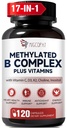 Migcopat 17-in-1 Methylated B Complex, 258,150 mcg Multivitamins, B12 Methylcobalamin, Methylfolate,Vitamin C, Vitamin D3 K2, CoQ10, Biotin, TMG, Methylated Multivitamin for Energy, Brain-120 Capsules
