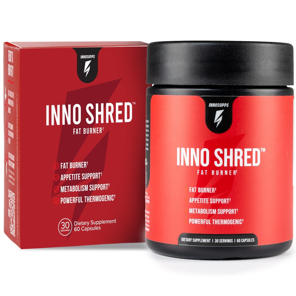 Inno Shred Thermogenic Fat Burner for Men & Women - Appetite Suppressant, Energy & Metabolism Support with Capsimax, Paradoxine, Green Tea Extract - 60 Capsules, 30 Servings