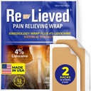 4% Lidocaine Maximum Strength Pain Relief Kinesiology Tape - Relieves Back, Joints and Muscle Pains - Superior Sticking, Aluminum-Free Water Resistant, and USA Made - 2" x 10" Strips (20 Pcs)