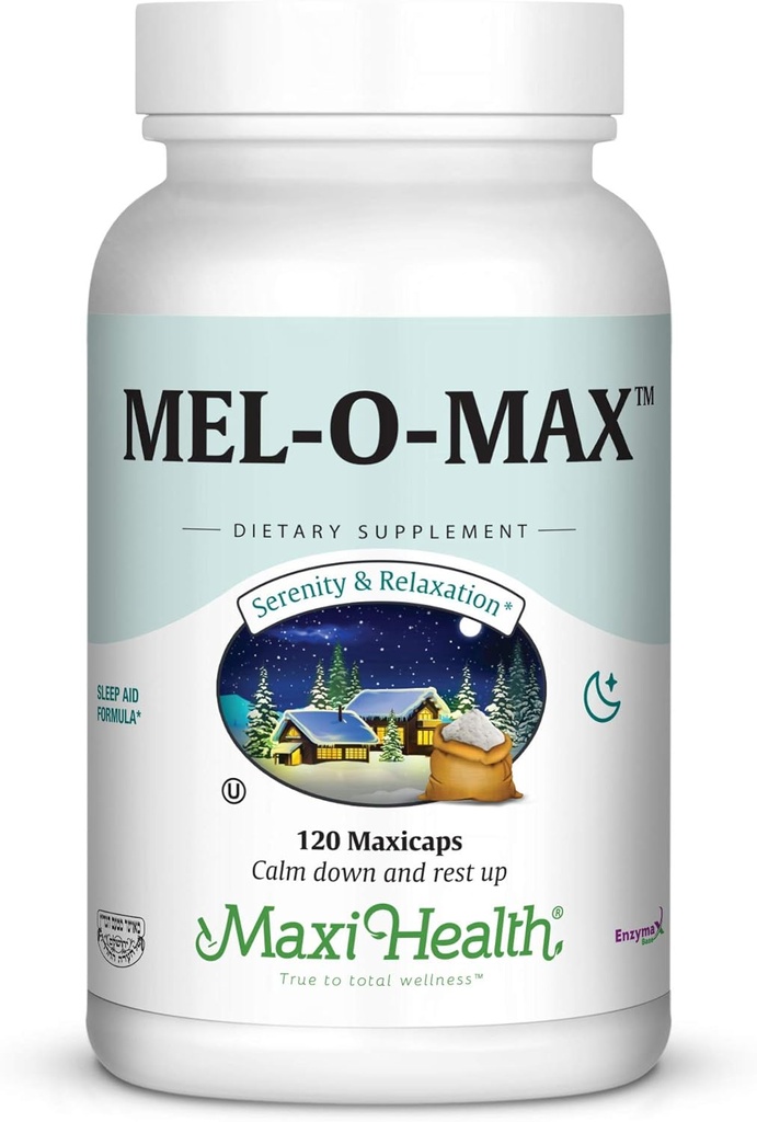 Maxi Health Mel-O-Max - Melatonin - с Valerian Root - Sleep Aid - 120 капсули - Kosher