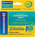 Preparation H Totables Medicated Hemorrhoidal Flushable Wipes with Witch Hazel, Maximum Strength Formula, Gentle Everyday Cleansing with Aloe, Individually Wrapped, 10 ct (Pack of 6)