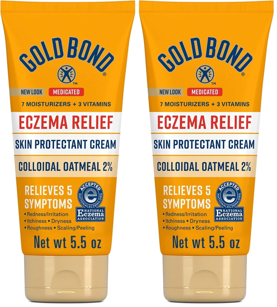 Gold Bond Medicated Eczema Relief Skin Protectant Cream, 5.5 oz., with 2% Colloidal Oatmeal (Pack of 2)