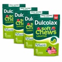 Dulcolax Soft Chews Saline Laxative Mixed Berry (15ct) Gentle Constipation Relief, Magnesium Hydroxide 1200mg 4 Pac