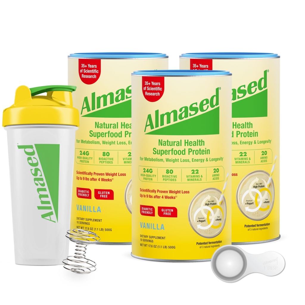 ALMASED de proteína en polvo, batido natural de reemplazo de comidas y suplemento para pérdida de peso hombres y mujeres, proteína para bajar de peso, soporte de suplemento de GLP-1 y apoya la salud h