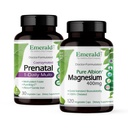 Emerald Labs Bundle with Prenatal 1-Daily Multi (60 Veg Caps) & Magnesium 400mg (120 Veg Caps) - Prenatal Multivitamin with Methylated Folate, Iron & More* - Bone & Sleep Support with Albion Magnesium