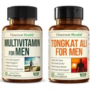Men's Multivitamin Liquid Capsules & Tongkat Ali - Daily Men's Health Bundle with Essential Nutrients & Testosterone Support for Energy, Stamina & Muscle Performance