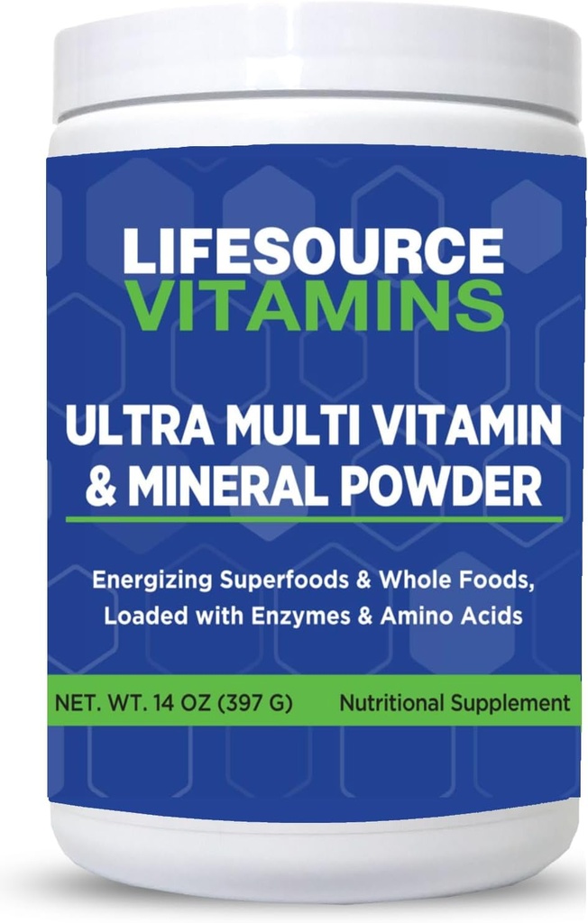 LifeSource Vitamins Ultra Multi-vitamin & Ásványpor - Teljes értékű élelmiszerek - 30 napos ellátás