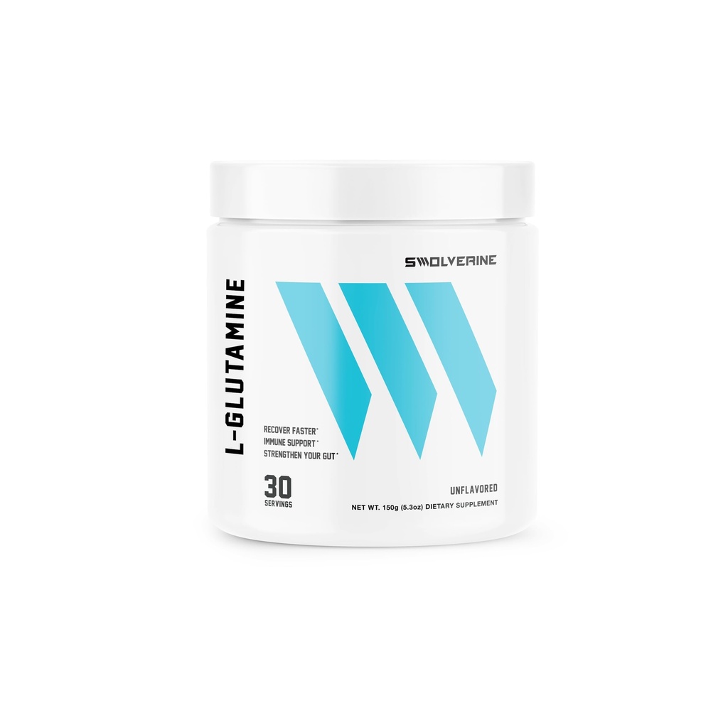 Swolverine L-Glutamine | Reduces Exercise Induced Muscle Soreness, Improves Recovery, Enhances Gut Health, Supports Immune Health, Vegan, Non-GMO, GF, 5g Per Serving (30 Servings)