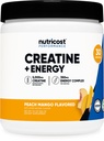 Nutricost Creatine + Energy 30 Servings (Peach Mango Flavored) - 5,000mg Creatine Monohydrate + 350mg Energy Complex Per Serving