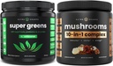 NutraChamps Super Greens Unflavored & Super Mushrooms: 궁극적 인 두뇌, Gut & Body Boost