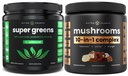 NutraChamps Super Greens Unflavored & Super Mushrooms: Ultimate Brain, Gut & Body Boost
