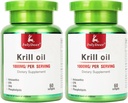 2 Bottles Antartika Krill Oil 1000 mg dengan Omega- 3s EPA, DHA, Astaxanthin dan Phospholipids 60 Softgeels Suftgeels Suffraste untuk Gabungan, Hati, Otak dan Kelahiran - 120 Softgeels