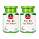 JulyDeer 2 Bottles Antarctic Krill Oil 1000 mg with Omega-3s EPA, DHA, Astaxanthin and Phospholipids 60 Softgels Supplement No Fishy Aftertaste for Joint, Heart, Brain and Immunity - 120 Softgels