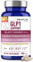Granions GLP-1 Support Supplement - Metabolism, Gut Health, Digestive Support - Fermented Black Ginger, Coleus Forskohlii, Chromium, Capsaicin, Caffeine - Vegan, Gluten Free Supplements - 60 Tablets