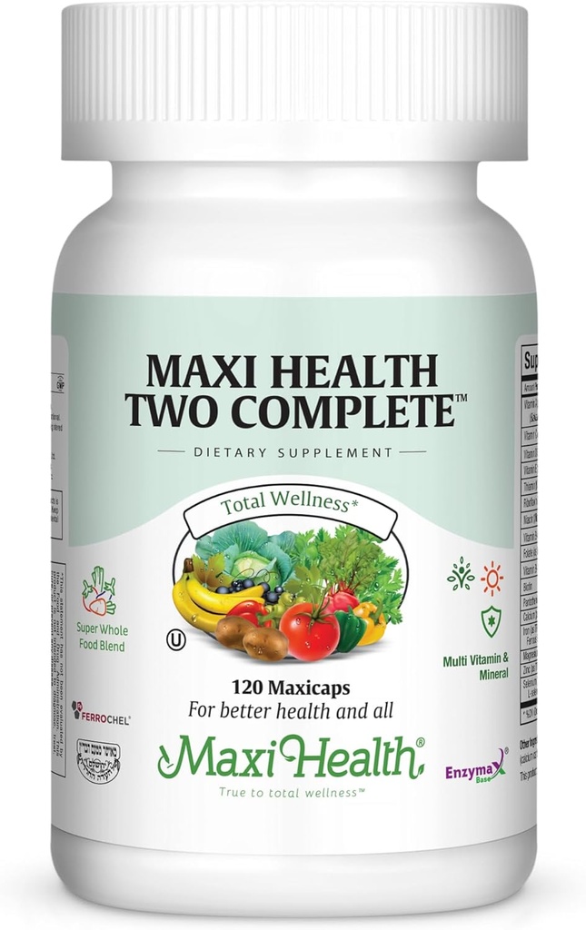 Maxi Health Two Complete - Multivitamins and Minerals - Full Potency - 120 kapsulak - Kosher