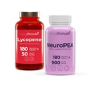 LongLifeNutri Lycopene 50 mg + NeuroPEA (Palmitoylethanolamide + Luteolin 800 mg/100 mg) Bundle - 180 + 180 Vegetarian Capsules, Nerve Performance & Supplement Health, Made in USA