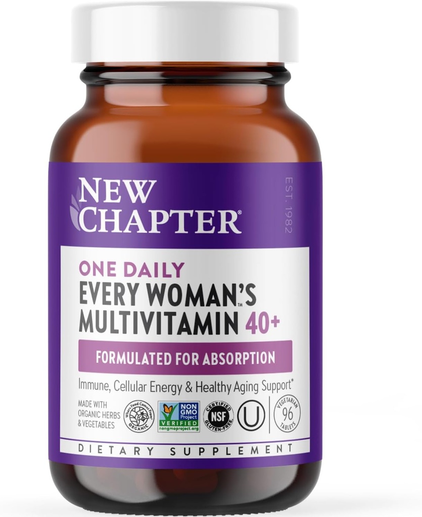 Nytt kapitel Kvinnors Multivitamin 40 Plus för energi, hälsosam åldrande + immunsupport med 20 + näringsämnen - Varje kvinnas One Daily 40 +, Gentle på magen, 96 greve
