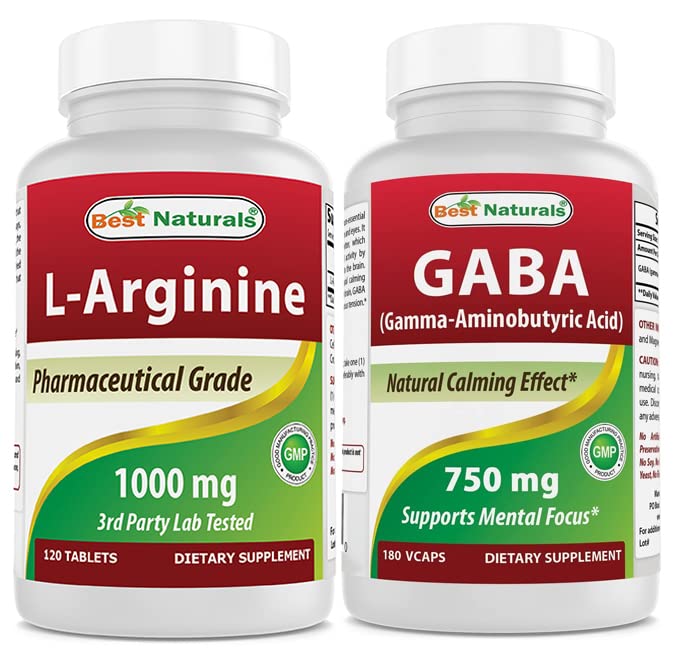 Best Naturals L-Arginine 1000 mg & GABA Supplement 750mg