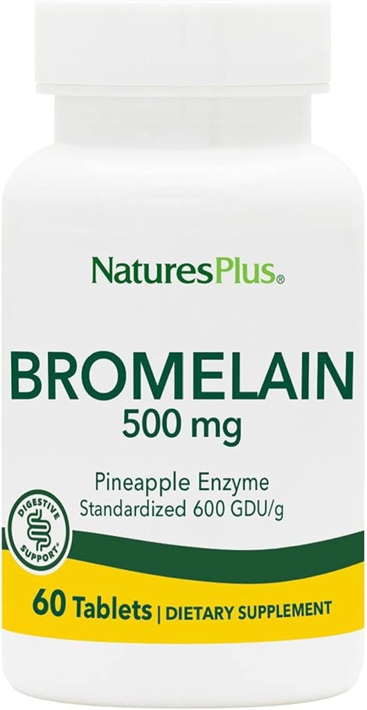 Natures Plus Bromelain - 500 mg - Naravni Proteolitični dodatek - 60 vegetarijanske tablete (60 obrokov)