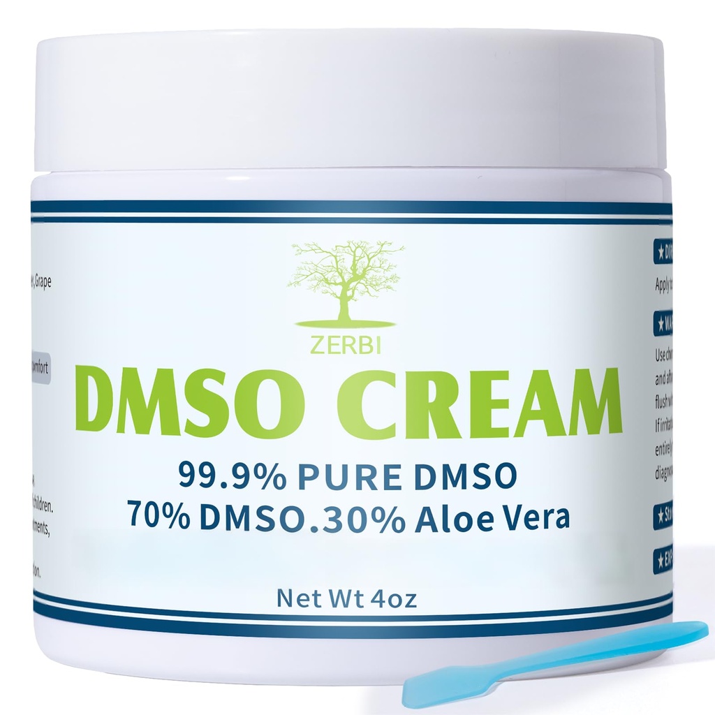 DMSO Cream, 99.9% Pure Pharmaceutical Grade, DMSO & Aloe Vera, Non-greasy Texture, 4 oz