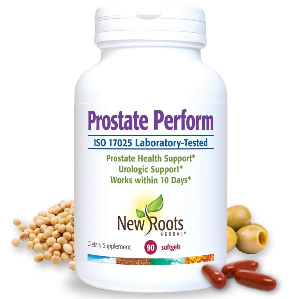 NEW ROOTS HERBAL Prostate Supplement with Super Blend of 16 Powerful Herbals: Saw Palmetto, Plant Sterols, Rye Flower, Borage Oil, Cranberry, Olive Oil, Selenium (30 Softgels) - Urinary Health