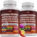 NEW AGE Cayenne Pepper Capsules Supplement with Hawthorn Berry, Dandelion Root, Ceylon Cinnamon, Garlic, Ginger, ACV, Milk Thistle, Beet Root, Aloe Vera - 120 Count