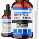 Super Goods Biotin & Collagen Bitaminak - Ile-galerak, Gut Health, zahartzearen aurkakoak, Skin Care & Nails - Estatu Batuetan egina, GMO eta Cruelty Free (4 Ounce- 15,000mcg)