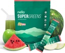 Nello Supergreens Premium Superfood Greens Drink Mix w/Chlorella, Moringa, Spinach & Broccoli + Digestive Enzymes & Probiotic Blend -Nutrient-Packed Powder (Sour Watermelon 20 SRV, Travel Pack)