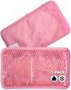 Alpi Rectangle Plush Gel Bead Ice Pack – 2 Pack Reusable Ice Packs with Beads for Hot & Cold Therapy - Soft, Plush Comfort for Muscle Aches & Relaxation (Pink)