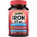 Vitalibre Iron Supplement for Women & Men, 65 mg, Ferrous Sulfate, Vitamin C, D3, B6, B12, Folate, Beet Root, Spinach, Pumpkin Seeds, Nettle, for Red Blood Cell & Energy Production, 60 Tablets