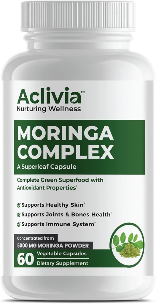 Moringa Complex - Maximale sterkte Moringa Oleifera Leaf & Seed Supplement - Superfood Capsules with Antioxidant Properties - 5000mg - 60 Capsules