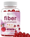 Micro Ingredients Fiber Gummies with Probiotics, 120 Count | 6g Per Serving + 2 Billion CFU | Sugar Free Peach Cherry Flavor | High Fiber Supplement for Women & Men | Non-GMO, Gluten Free
