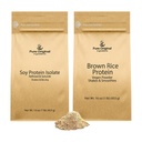 PURE ORIGINAL INGREDIENTS Brown Rice Protein Powder and Soy Protein Isolate Bundle, 1 lb Each, Vegan, No Fillers, Vegan