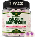 2 Pack - Calcio con base vegetal Gummies 600mg con vitamina D3 K2, Magnesio, Zinc for Bone Strength, Suplementos de Calcio Libre de Azúcar para Hombres Mujer (Certificado Vegan) de Alga Roja Sustentable