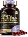 Kidney Cleanse Detox & Repair, Kidney & Gallbladder Health Support Supplement with Cherry, Nettle Leaf, Cranberry & Dandelion, Promotes Urinary Health, Bladder & Fluid Balance, 100 Softgels