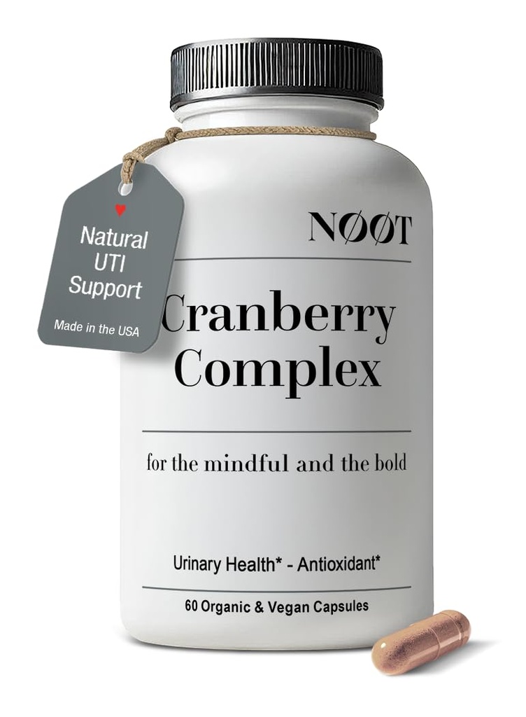 NOOT Organic Cranberry Supplement for Women and Men – Natural Urinary Tract Health & Kidney Support with Organic Cranberry Extract, Antioxidant Cleanse & UTI Defense, 60 Capsules